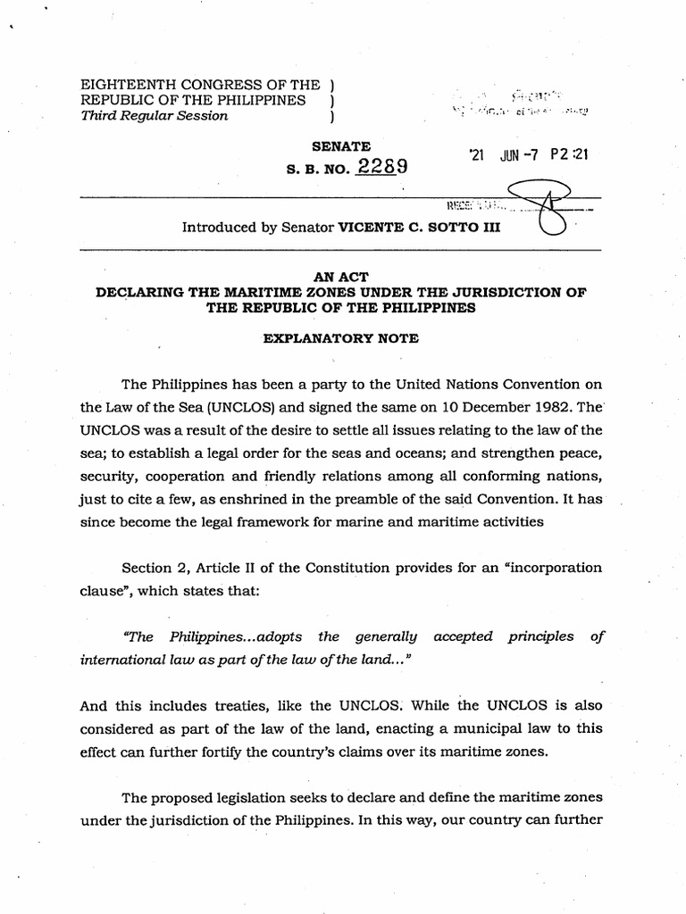 Maritime Zone of The Phil PDF Territorial Waters United Nations
