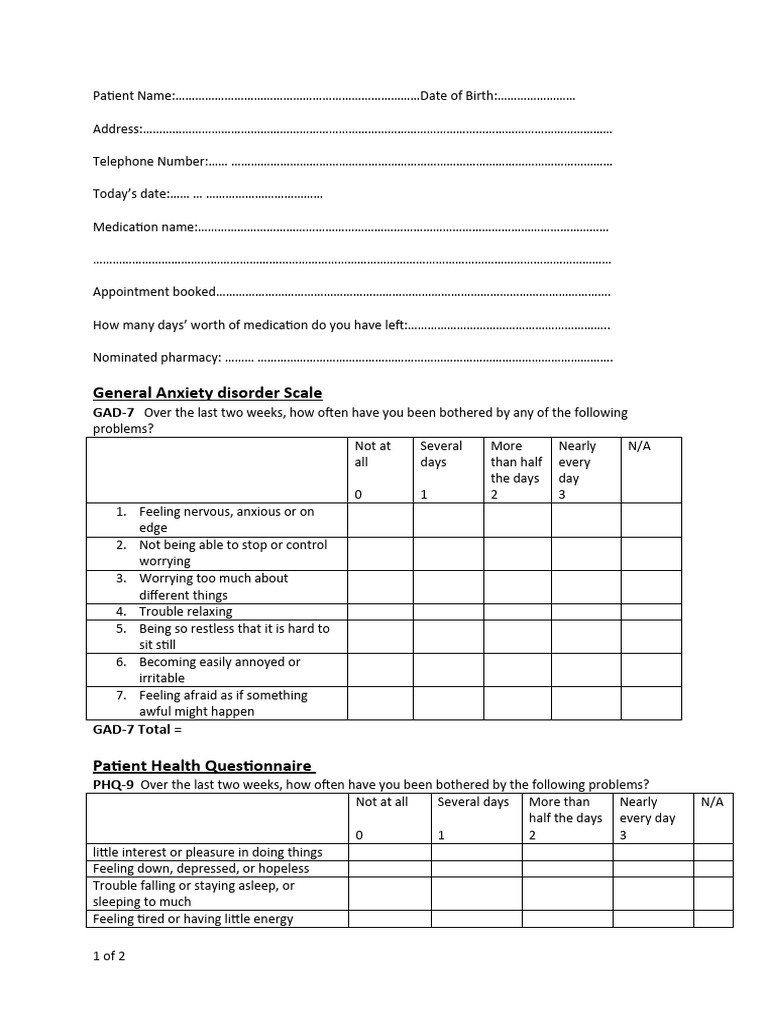 Gad7 PHQ9 2 | PDF | Behavioural Sciences | Diseases And Disorders