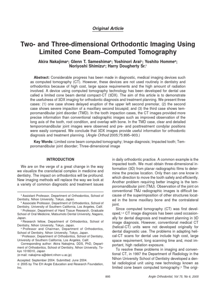 3D Orthodontic Imaging with Cone Beam CT | PDF