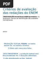 Critérios de avaliação das redações do ENEM