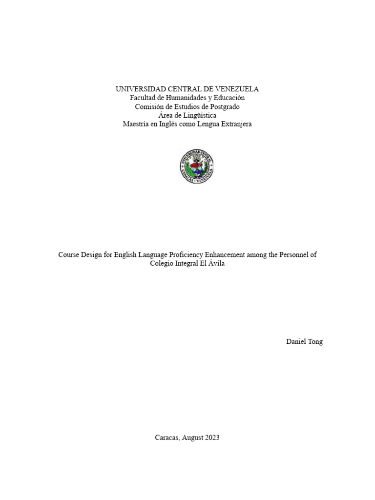 Course Design For English Language Proficiency Enhancement Among The ...