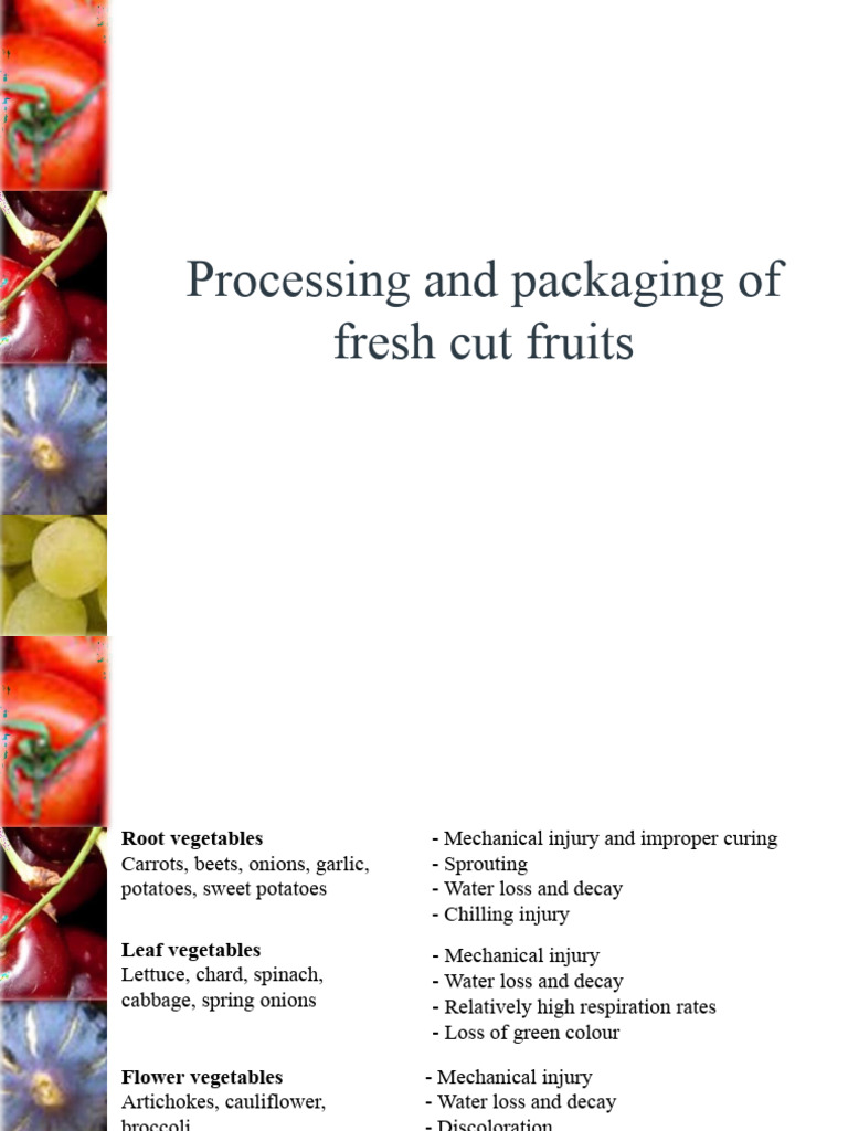 Fresh Cut Fruits and Vegetable Processing and Packaging PDF Water