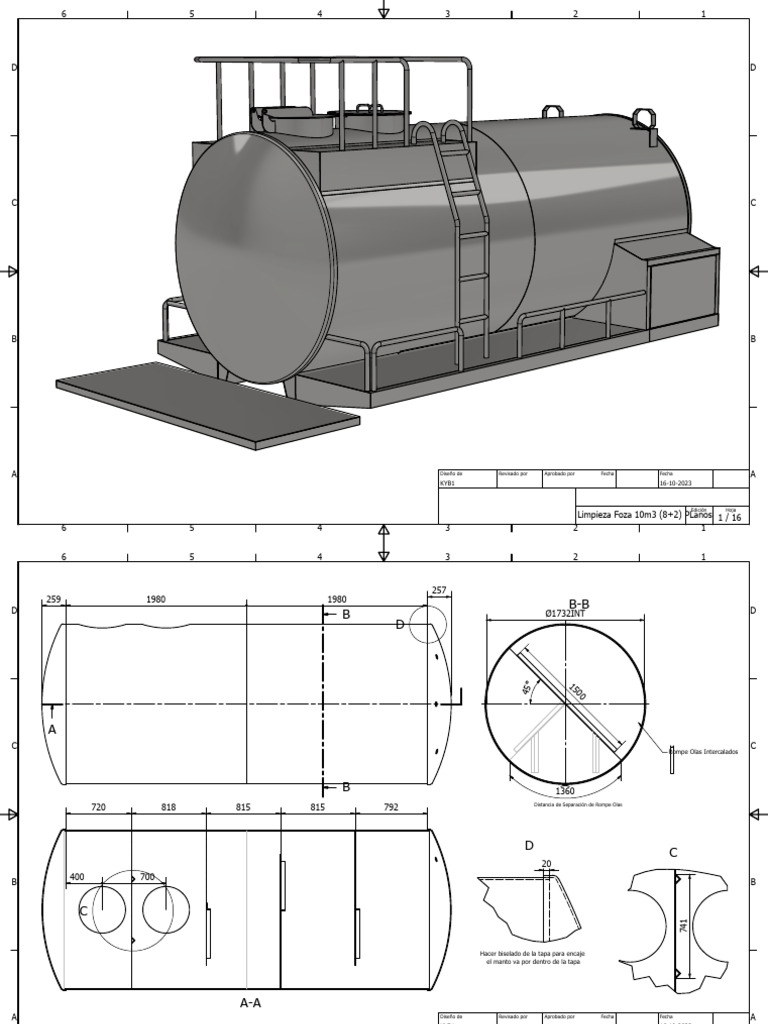 Diseño Limpieza Foza 10m3 PLanos | PDF | Materiales | Acero