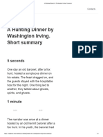 A Hunting Dinner by Washington Irving. Summary