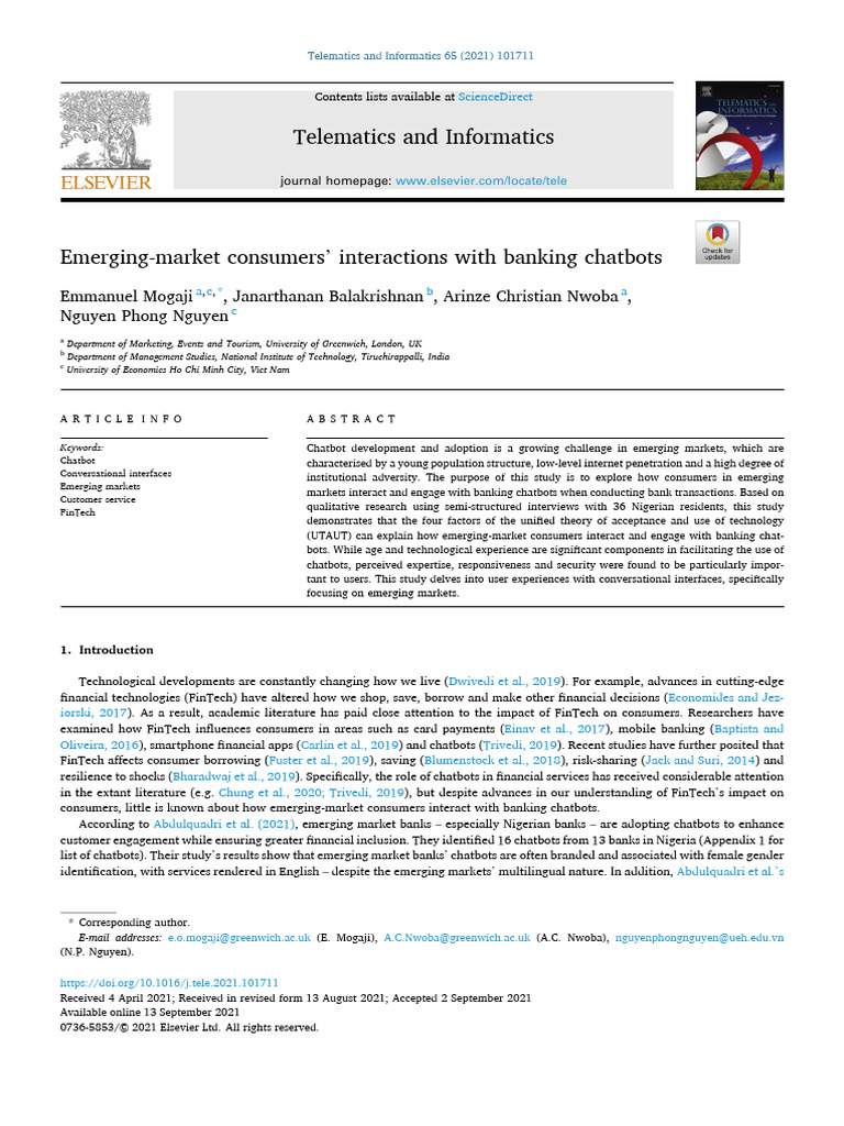 Banking Chatbots in Emerging Markets | PDF | Social Media | Popular ...