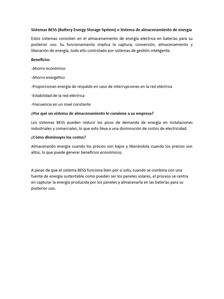 Sistemas BESS | PDF