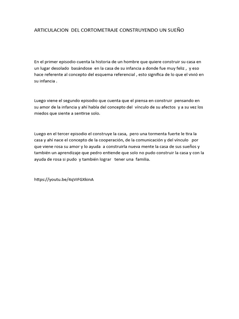 Articulacion del cortometraje construyendo un sue o pdf