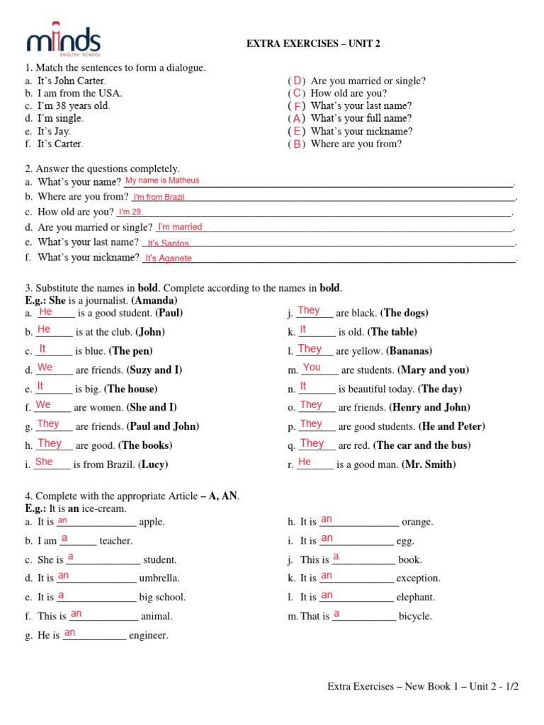 Unit 2 & 3 Extra Exercises Guide | PDF | Linguistics