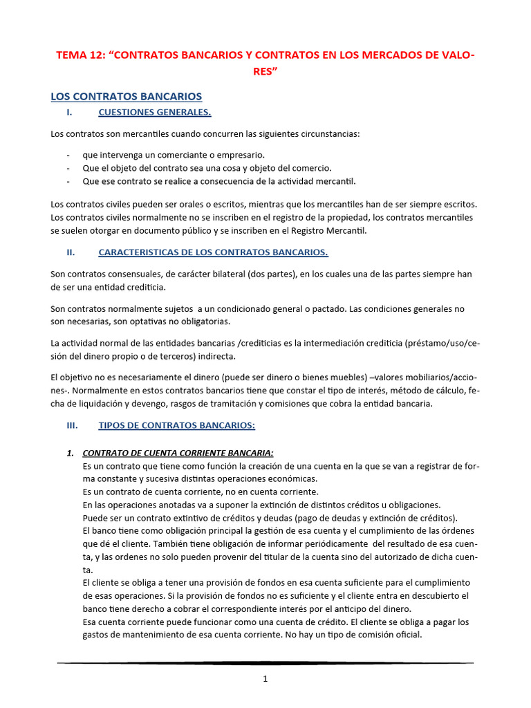 Contratos Bancarios y Mercados de Valores | PDF | Bancos | Bolsa de Valores
