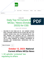 Daily Top-10 Current Affairs MCQs - News (Oct 12 2023) For CSS