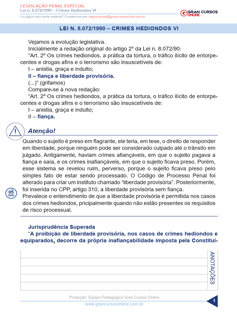 Legislacao penal especial aula 48 lei 8 072 1990 crimes hediondos vi