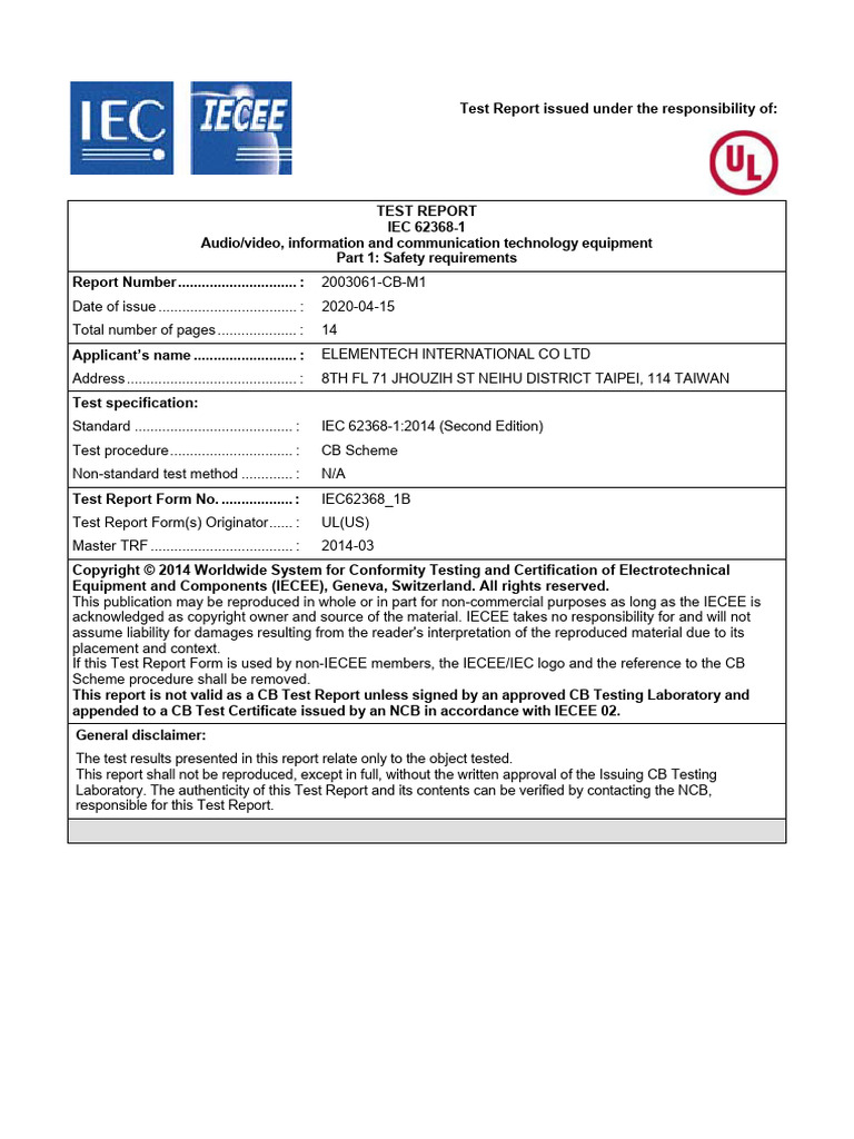 A112-1XYVZ CB Report (2003061-CB-M1) - 368 | PDF | Mains Electricity ...