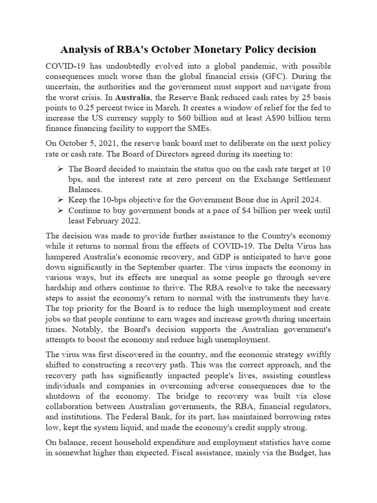 Analysis Australia Policy PDF Inflation Unemployment