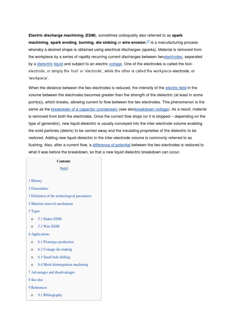 Understanding Electric Discharge Machining | PDF | Electricity ...