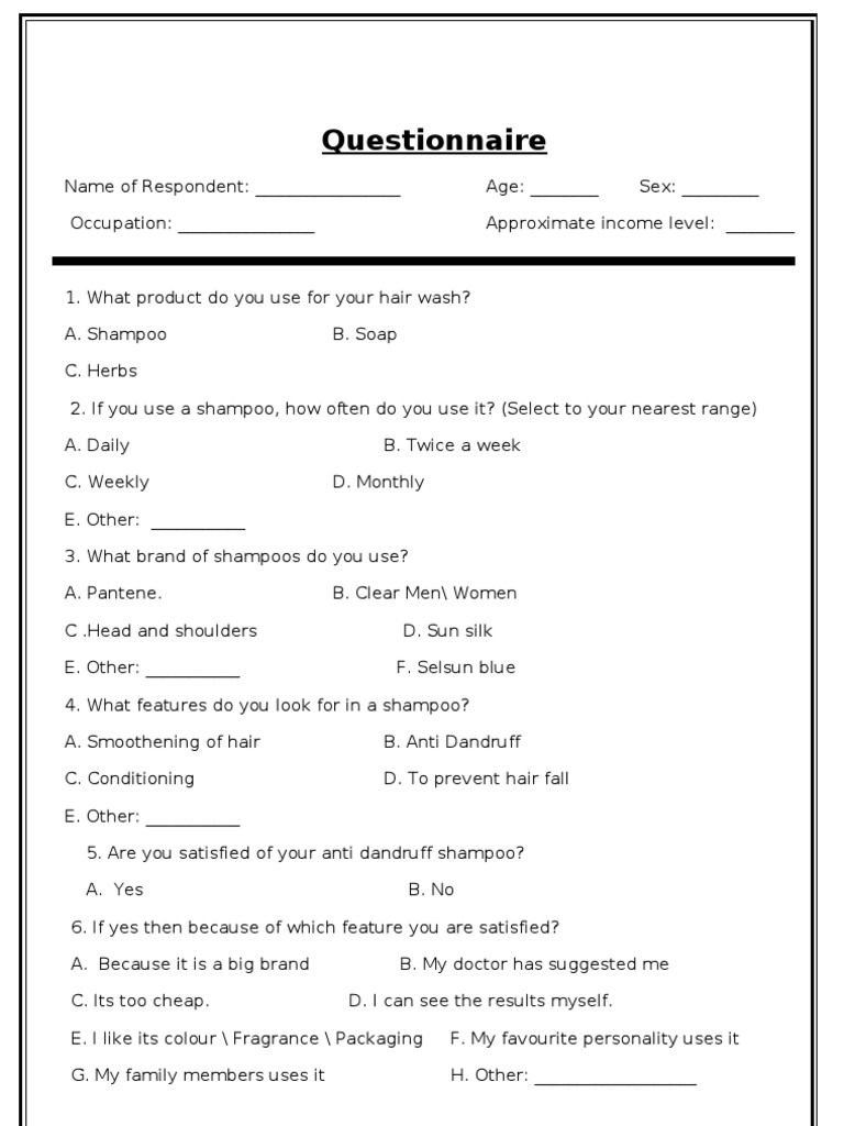 MBR Selsun Blue Questionnaire Shampoo Retail