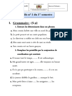 I. Grammaire: (5 P) : Contrôle N° 1 Du 1 Semestre