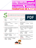 Reglas Ortográficas de S C y Z Para Primer Grado de Secundaria