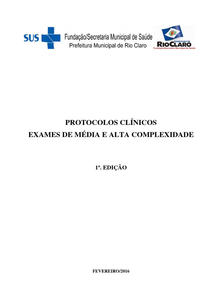 Protocolos Clinicos Exames de Media e Alta Complexidade | PDF | Coração ...