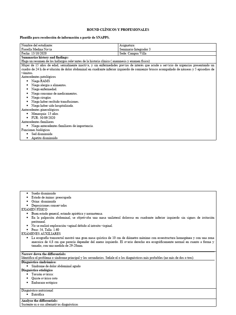 SNAPPS Fiorella Medina Navia | PDF | Enfermedades y trastornos ...