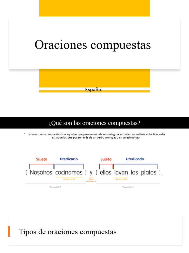 Ejemplos y tipos de oraciones compuestas | PDF | Oración (Lingüística ...
