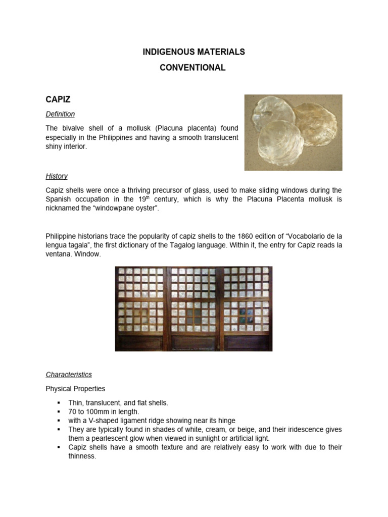 Capiz Shells: Definition and Uses | PDF | Pearl | Molluscs