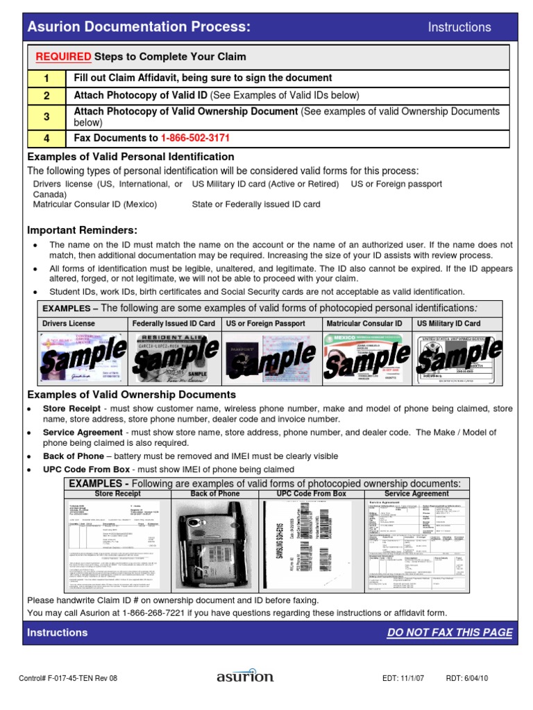 Asurion Claim Process Instructions | PDF | Identity Document | Fraud