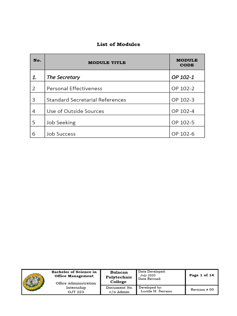 Ojt 1 To 6 Pdf Secretary
