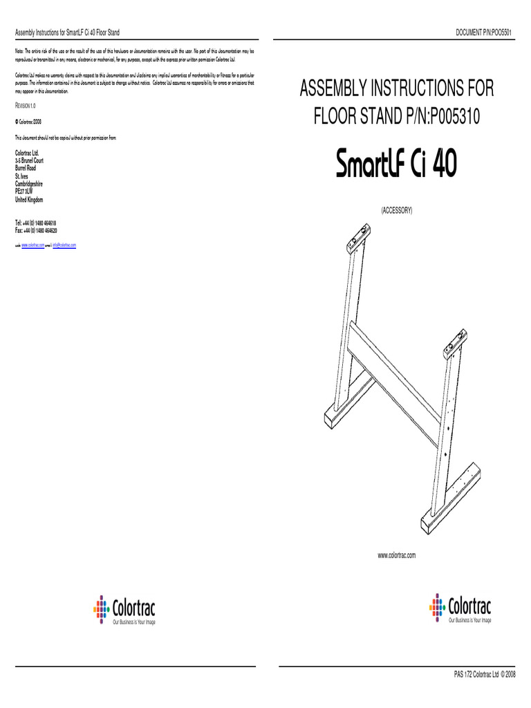 SmartLF Ci 40 Floor Stand Assembly Manual | PDF | Equipment ...
