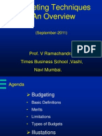 Budgeting Techniques An Overview: Prof. V Ramachandran Times Business School, Vashi, Navi Mumbai