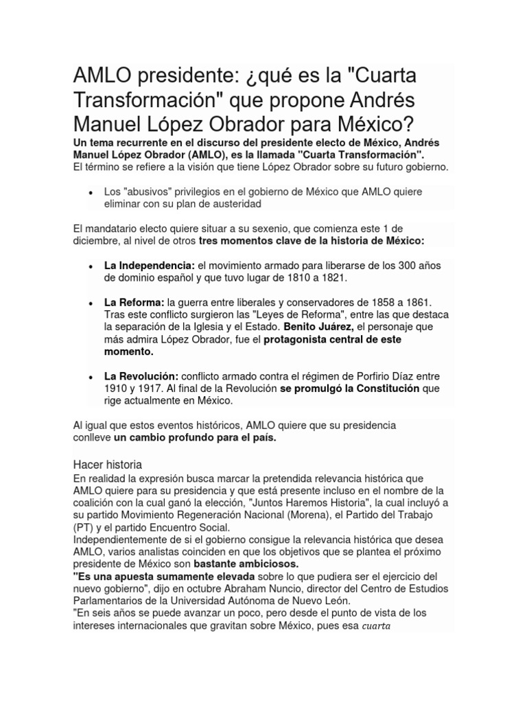 La 4t en Mexico AMLO | PDF