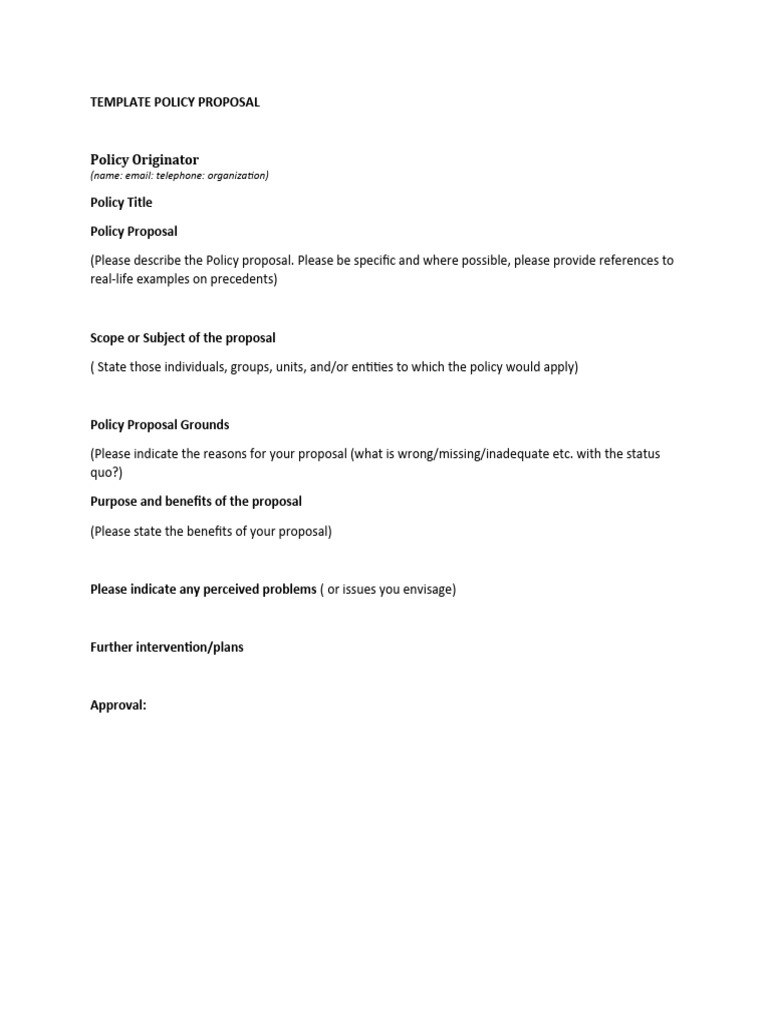 Policy Proposal Template Guide | PDF | Business