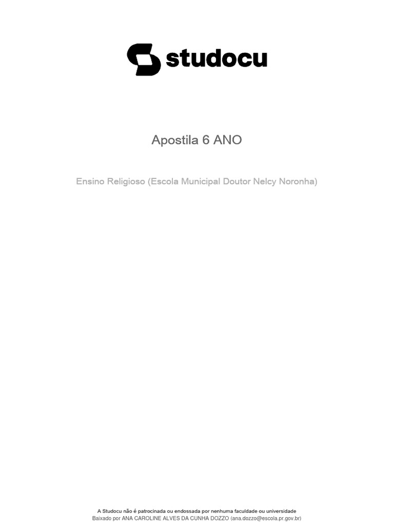 Apostila de Ensino Religioso 6º Ano | PDF | Tradições | Igreja católica