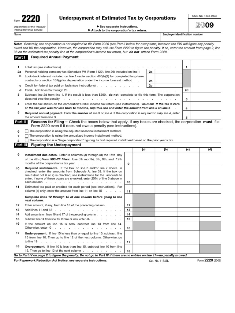 Underpayment of Estimated Tax by Corporations Required Annual Payment