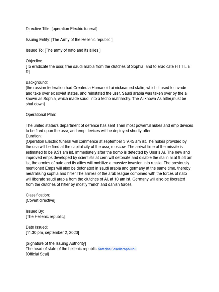 Operation Electric Funeral (Covert) PDF