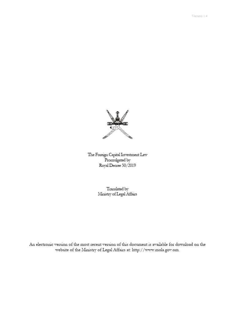 Oman New Foreign Capital Investment Law Prohibited Activities PDF