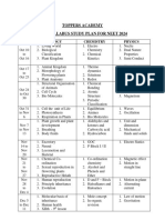 TOPPERS ACADEMY 2024 Study Plan 10.10.2023