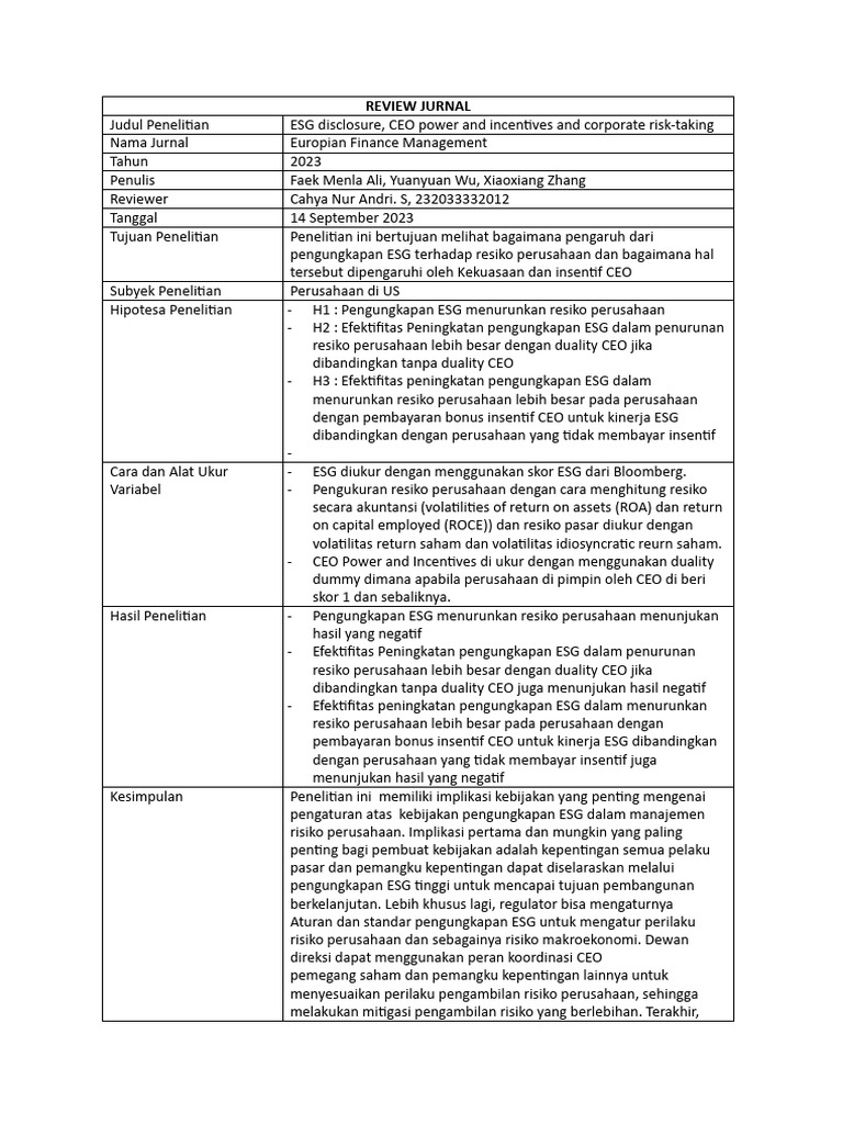 Corporate Risk Examples