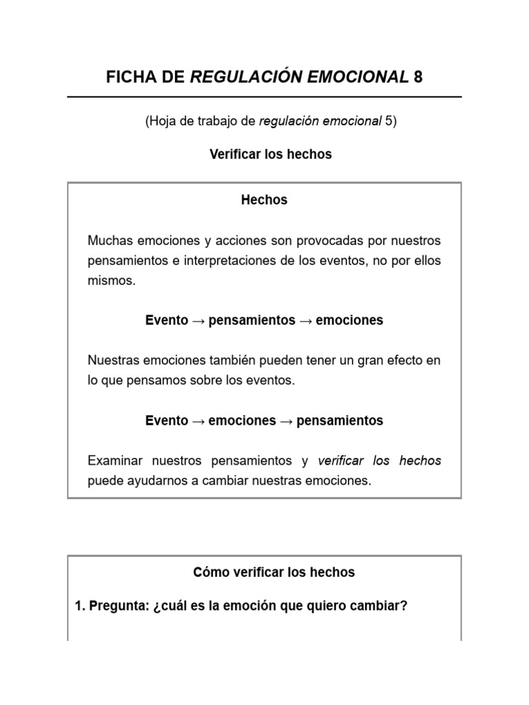 Verificación de Hechos en Regulación Emocional | PDF | Las emociones ...