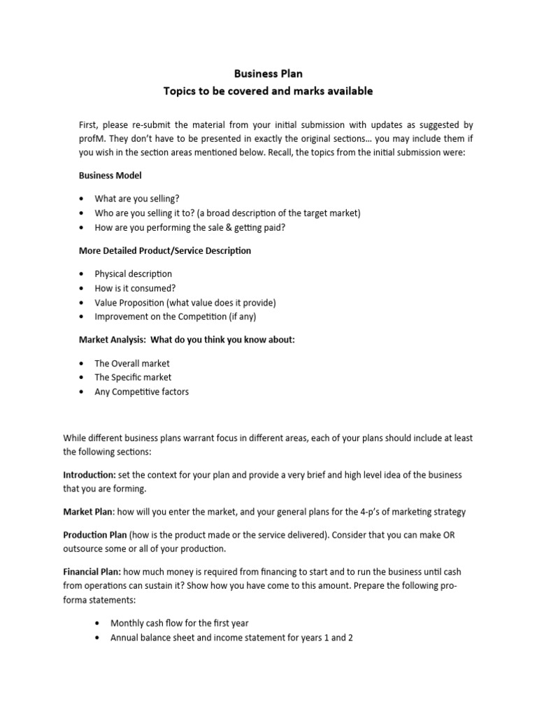 Business Plan Assignment Marking Key | PDF | Business Model | Market ...