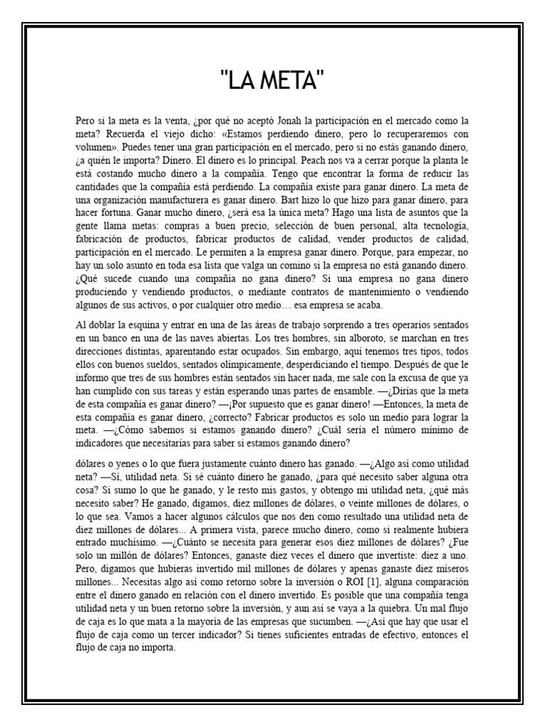La Meta: Claves para Ganar Dinero Empresarial | PDF | Career & Growth ...