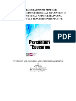 Implementation of Mother Tongue - Based Multilingual Education in A Multicultural and Multilingual Community: A Teacher's Perspective