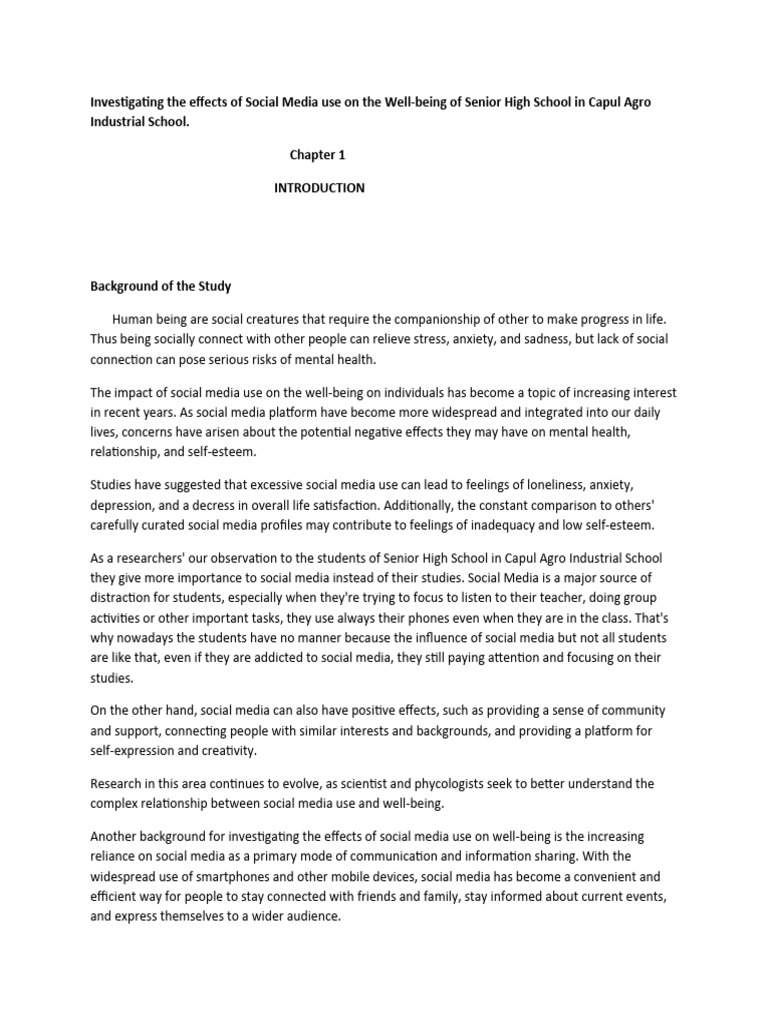 Social Media's Impact on Student Well-being | PDF | Popular Culture ...