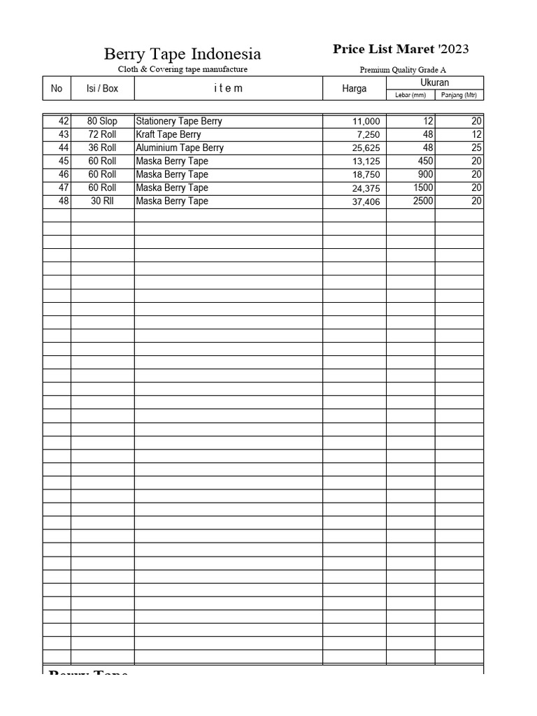 Berry Price List Maret '2023 (A) | PDF