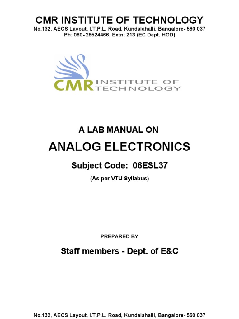 06ESL37 - Analog Electronics Lab | PDF | Technology & Engineering