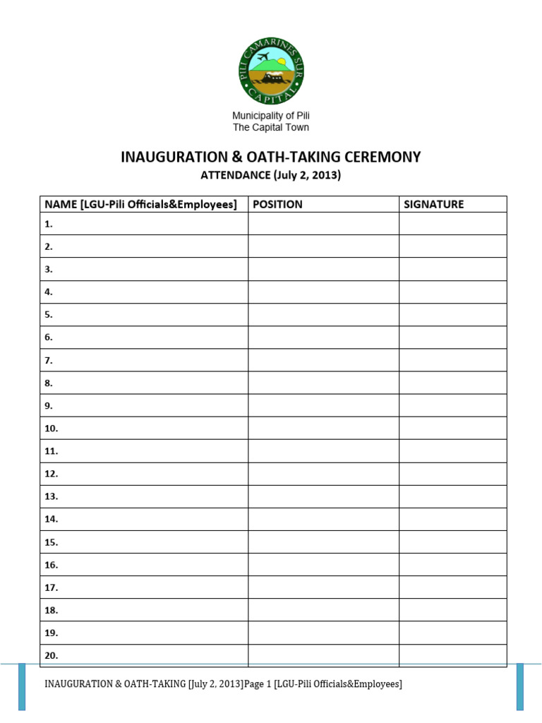 Attendance oath lgu officials and employees pdf