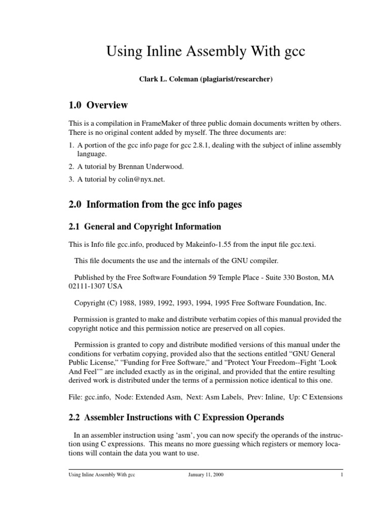 GCC Inline Asm | PDF | Assembly Language | Instruction Set