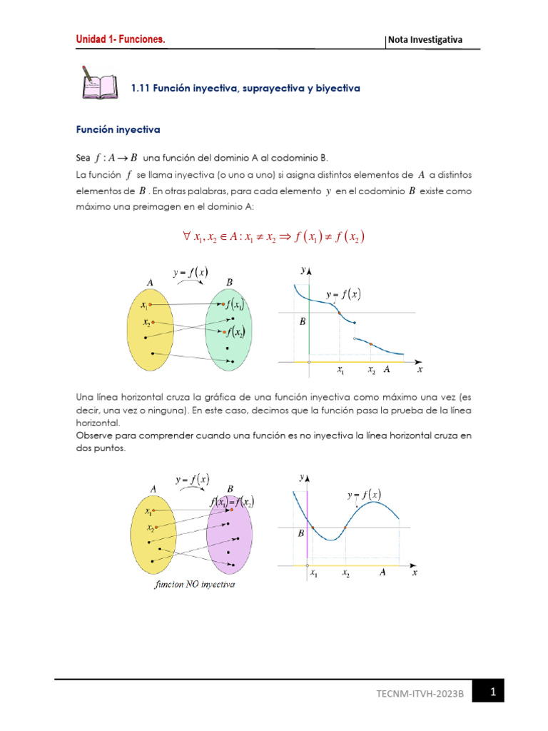 1.11 función inyectiva, suprayectiva y biyectiva | PDF