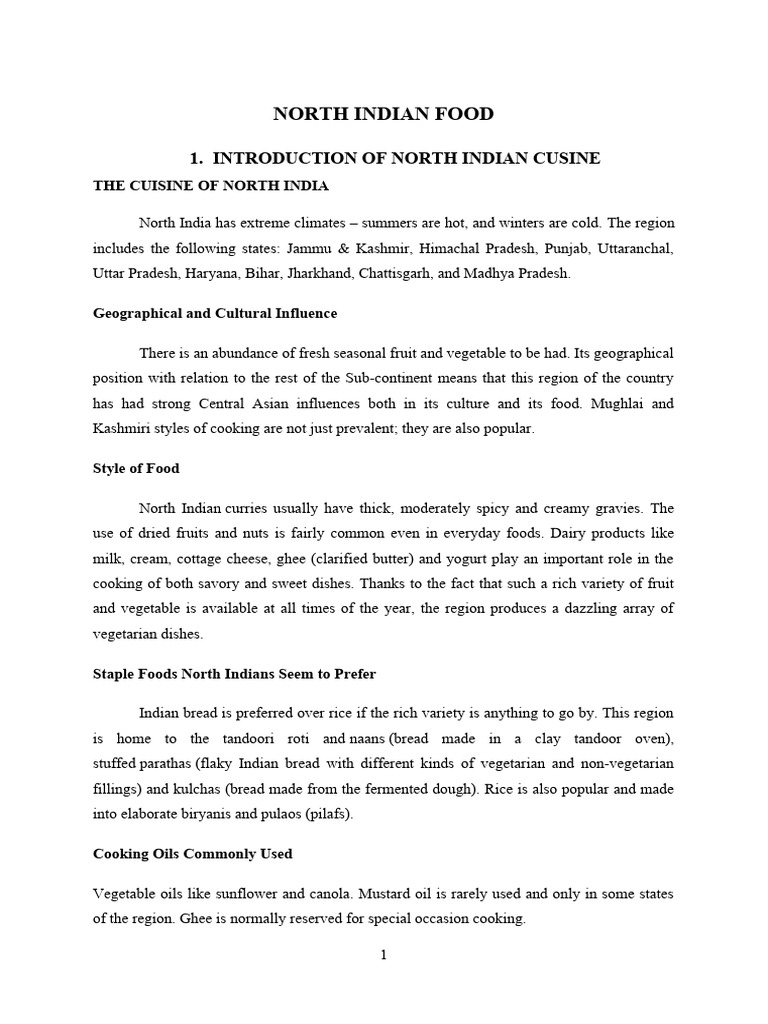 North Indian Food | PDF | Indian Cuisine | Curry