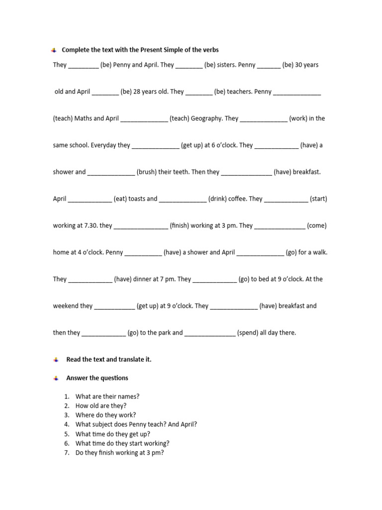 Present Simple Reading Comprehension Reading Comprehension Exercises | PDF