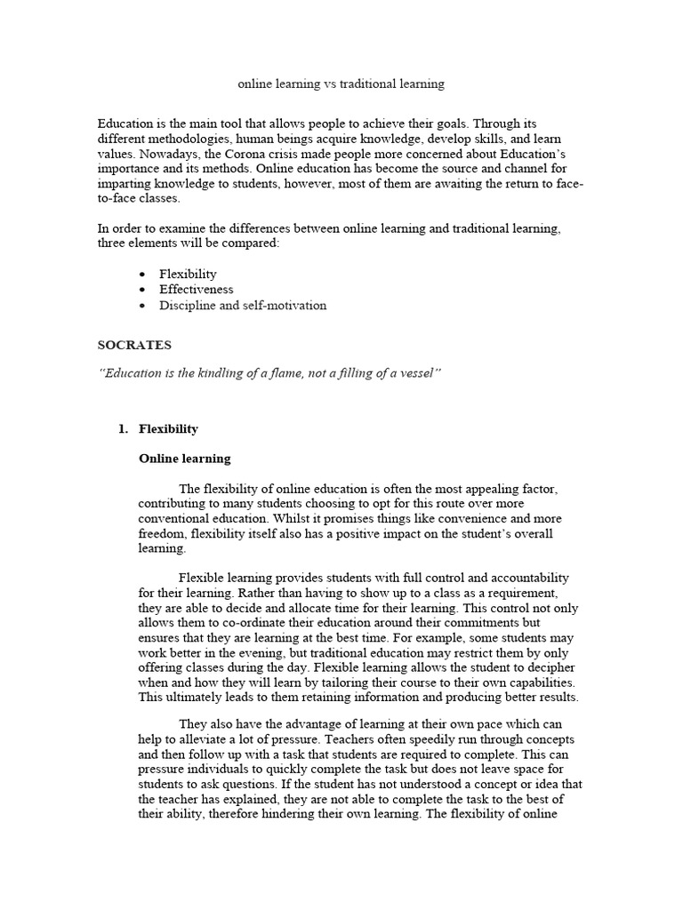 Online Learning Vs Traditional Learning | PDF